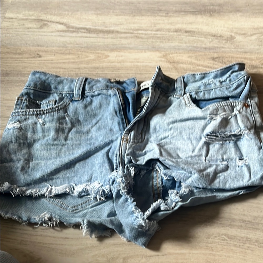 Light Blue Distressed Jean Shorts